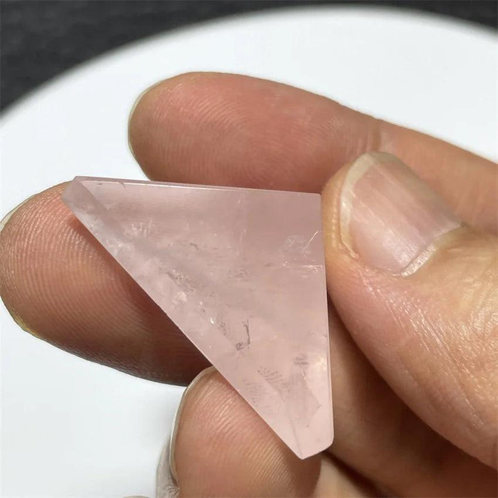 Rose Quartz Crystal Tetrahedron Pyramid Handmade Natural