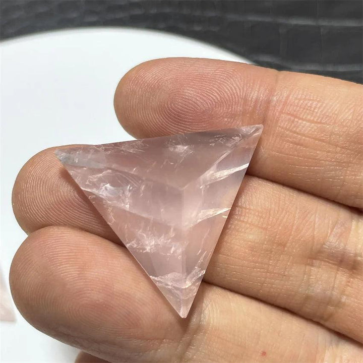 Rose Quartz Crystal Tetrahedron Pyramid Handmade Natural