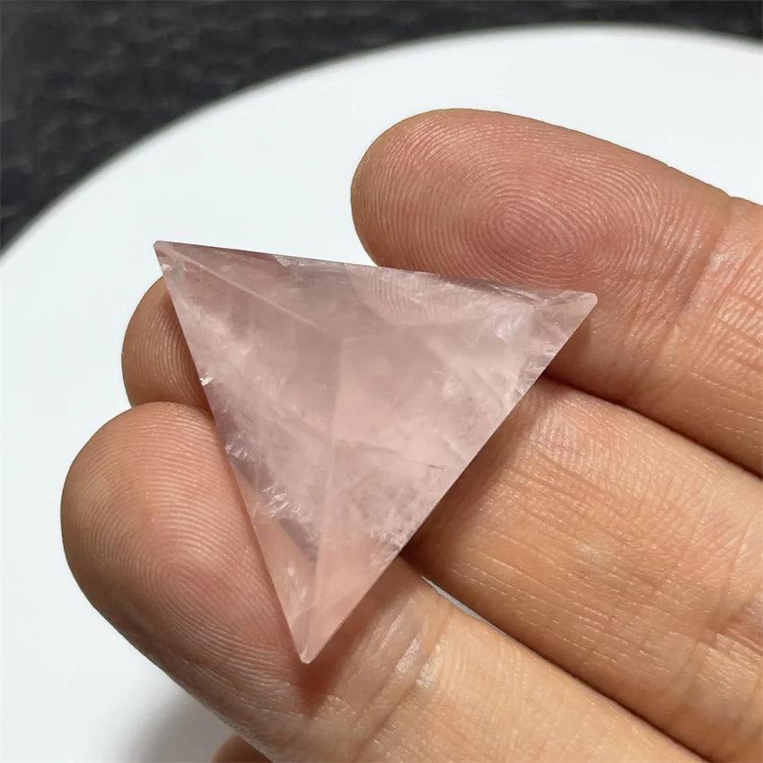 Rose Quartz Crystal Tetrahedron Pyramid Handmade Natural