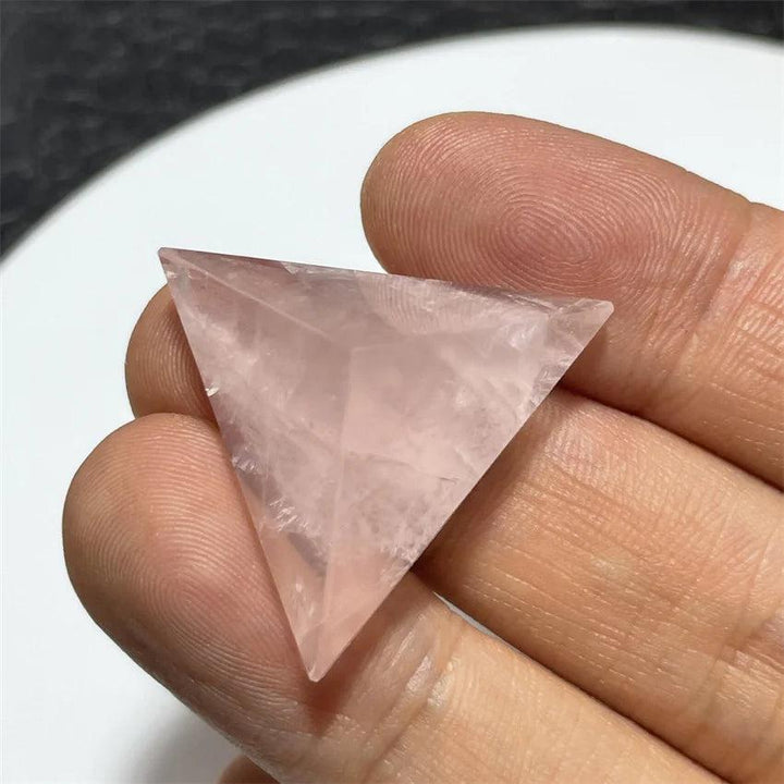 Rose Quartz Crystal Tetrahedron Pyramid Handmade Natural