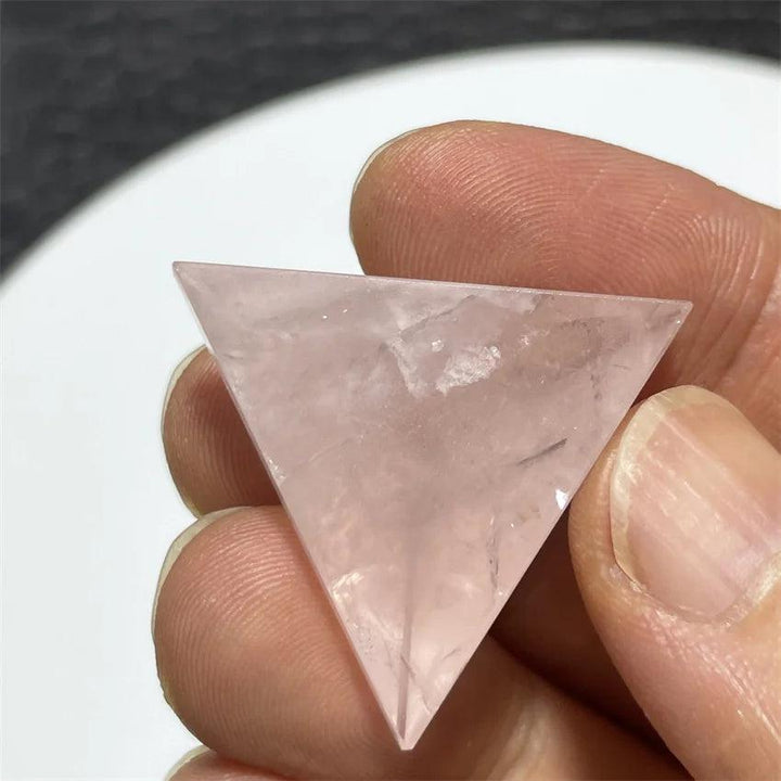 Rose Quartz Crystal Tetrahedron Pyramid Handmade Natural
