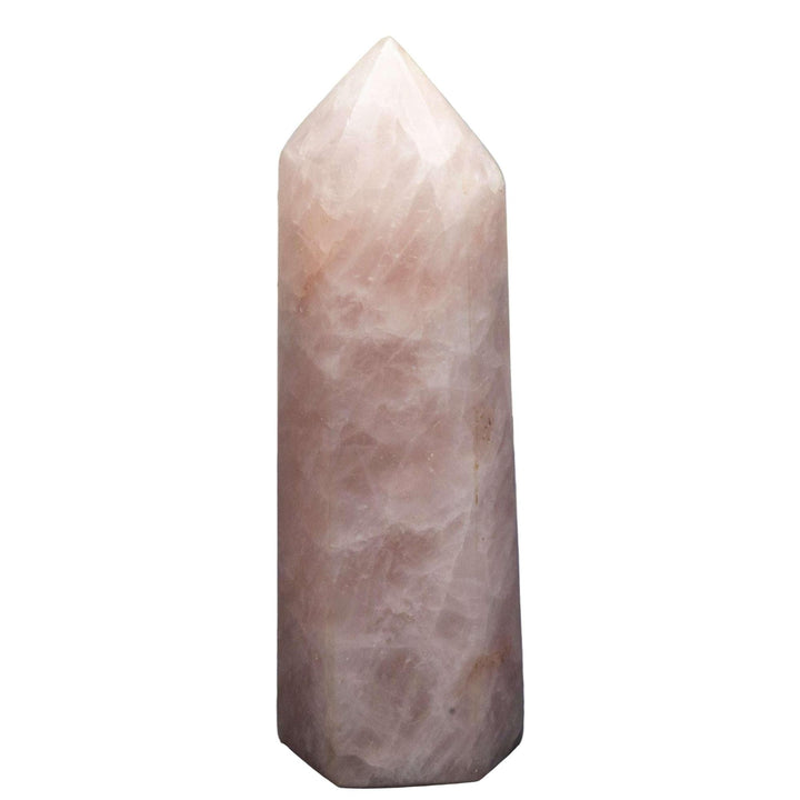 Gentle Rose Quartz Tower, a soft pink crystal point for heart healing and nurturing self-love.