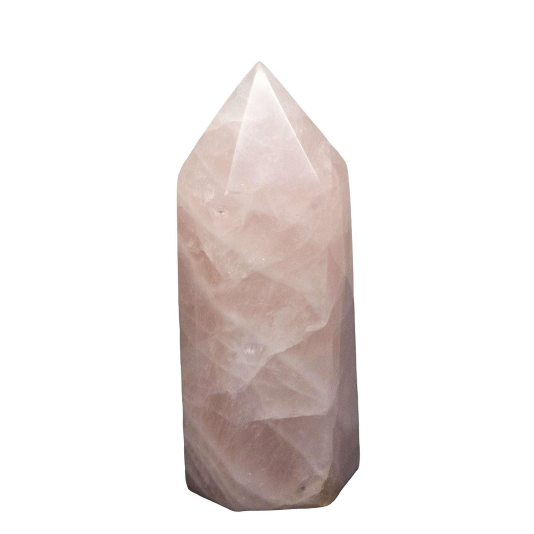 Rose Quartz Tower: Gentle, warm pink crystal point for self-love, heart healing, and nurturing energy.