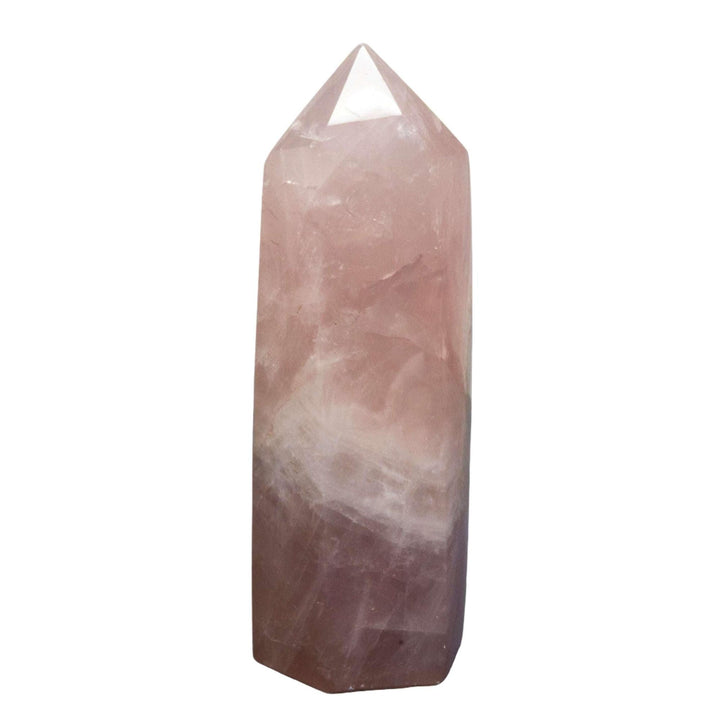 Gentle Rose Quartz Tower, a soft pink crystal point for self-love, heart healing, and nurturing energy.