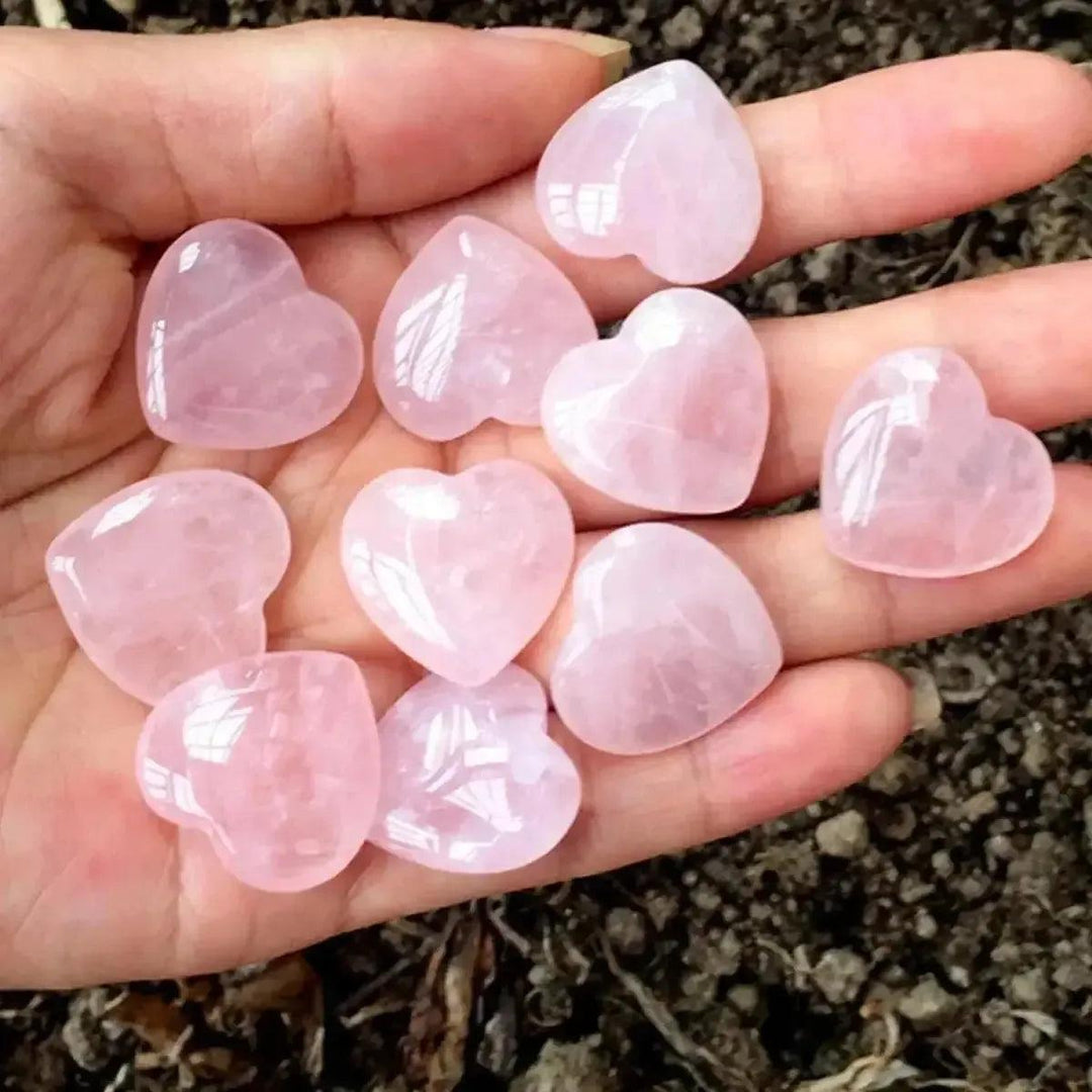 Rose Quartz Heart Stones Set