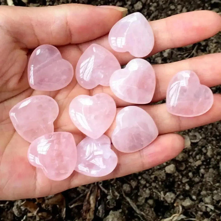 Rose Quartz Heart Stones Set