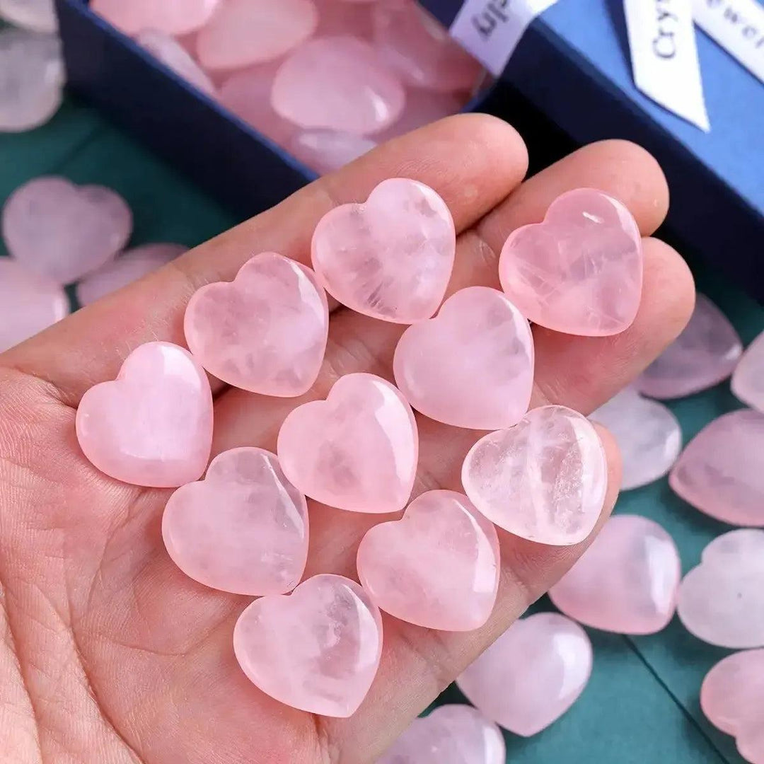 Rose Quartz Heart Stones Set