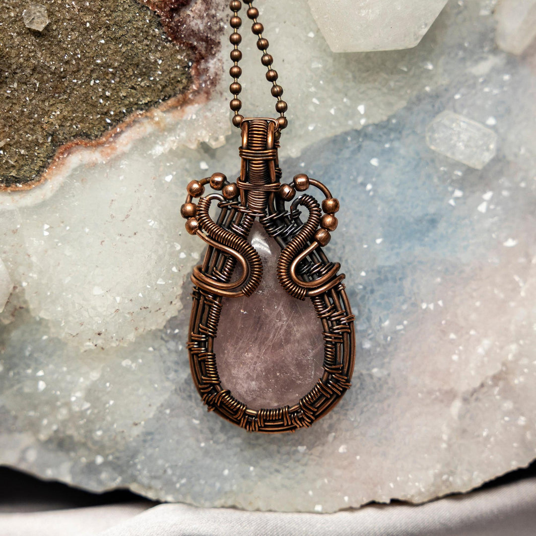 Rose Quartz Wire Wrap Pendant Fancy