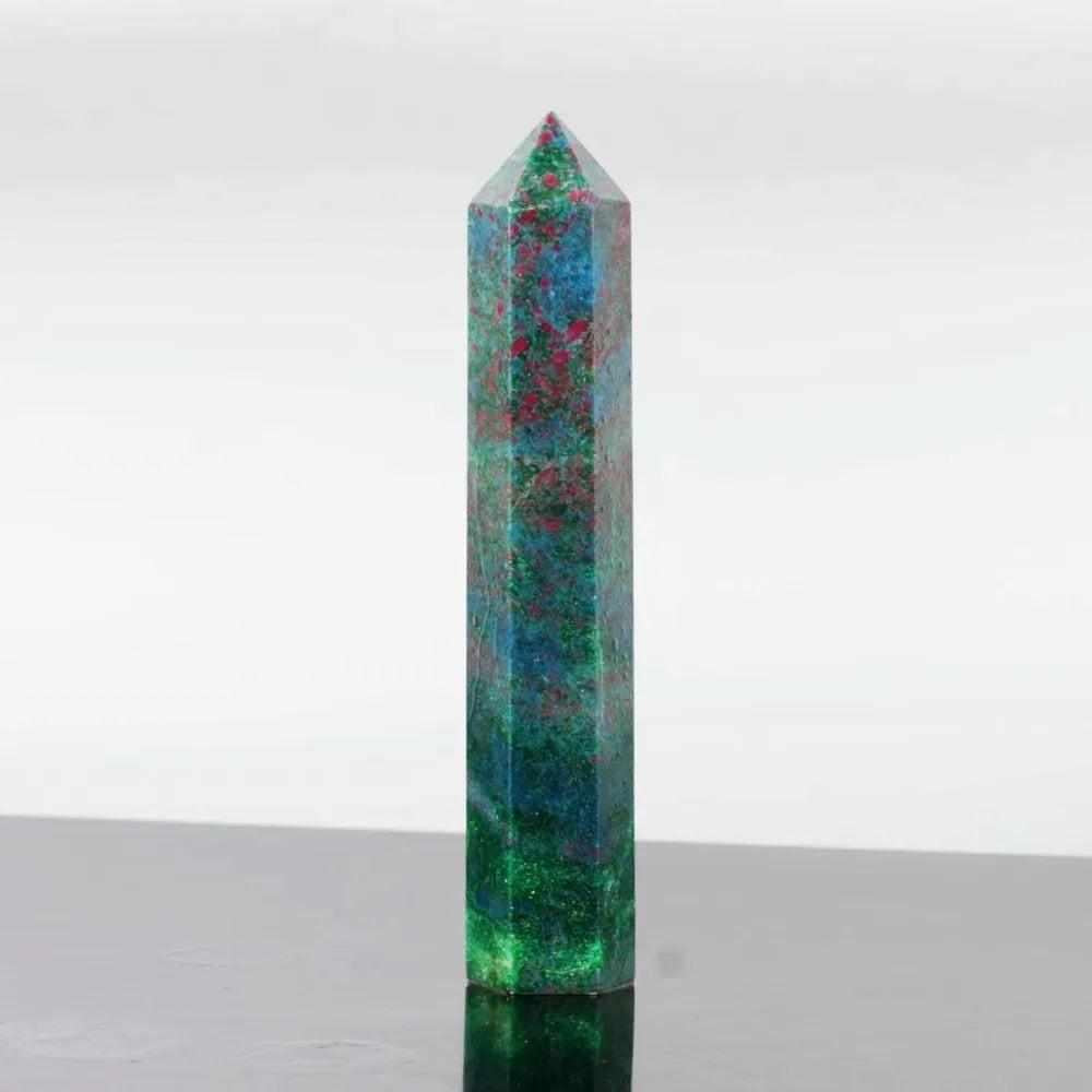 Polished Ruby Kyanite tower point, 95-115mm, featuring vibrant red ruby and blue kyanite for vitality and communication.