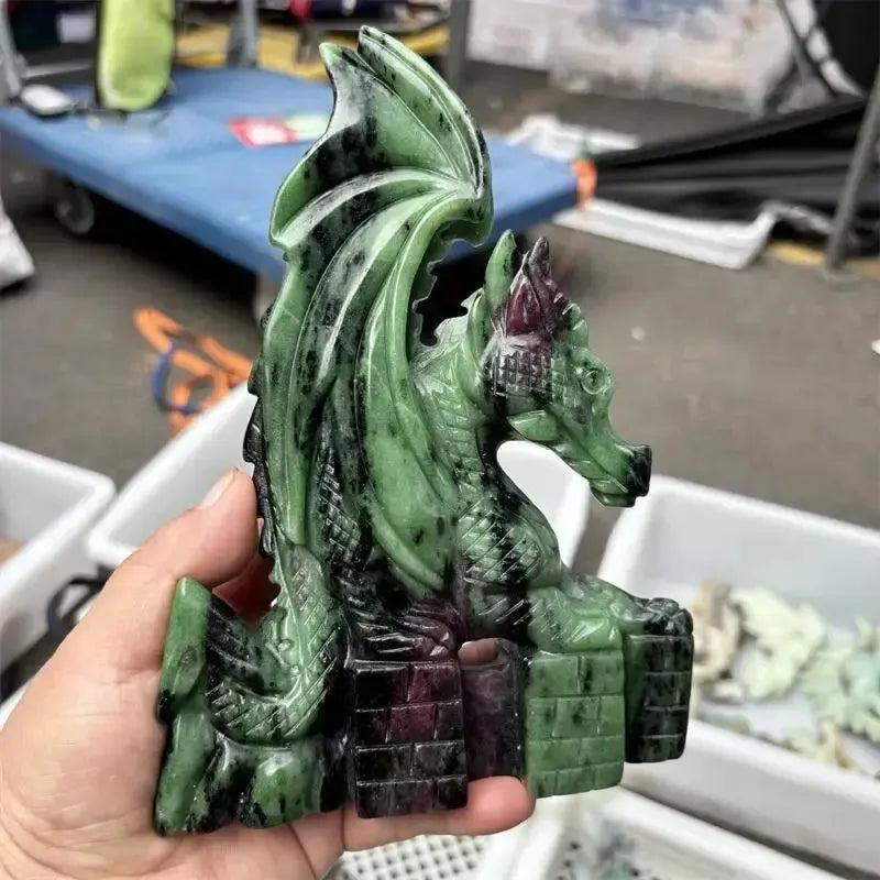 Ruby Zoisite Carved Dragon Carving