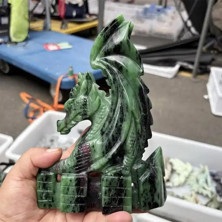 Ruby Zoisite Carved Dragon Carving