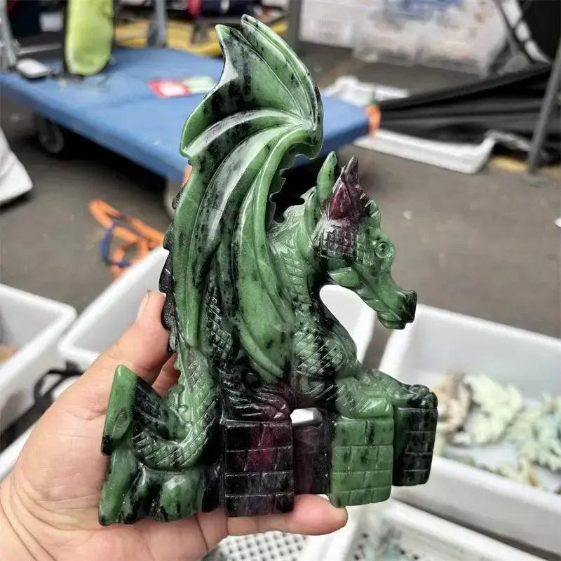 Ruby Zoisite Carved Dragon Carving