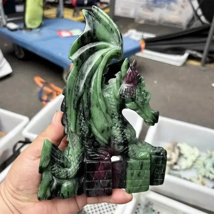 Ruby Zoisite Carved Dragon Carving