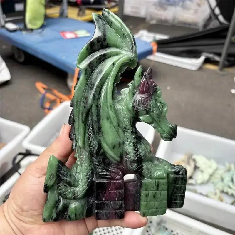 Ruby Zoisite Carved Dragon Carving
