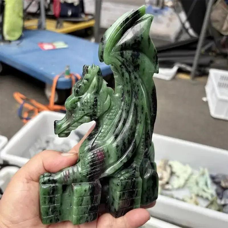 Ruby Zoisite Carved Dragon Carving