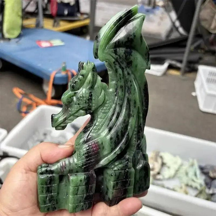Ruby Zoisite Carved Dragon Carving
