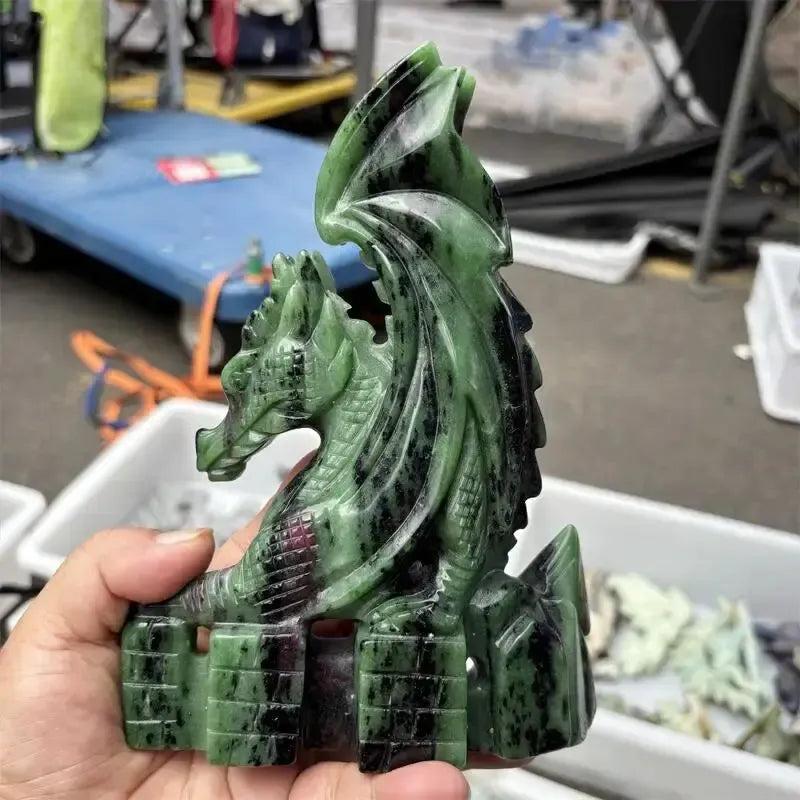 Ruby Zoisite Carved Dragon Carving