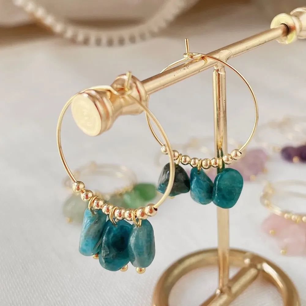 Irregular Crystal Stone Dangle Hoop Earrings for Women