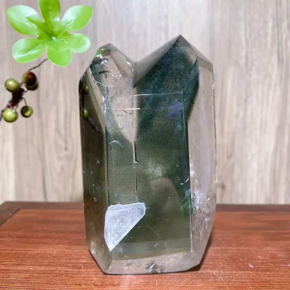 Green Phantom Quartz Crystal Double Terminated Tower