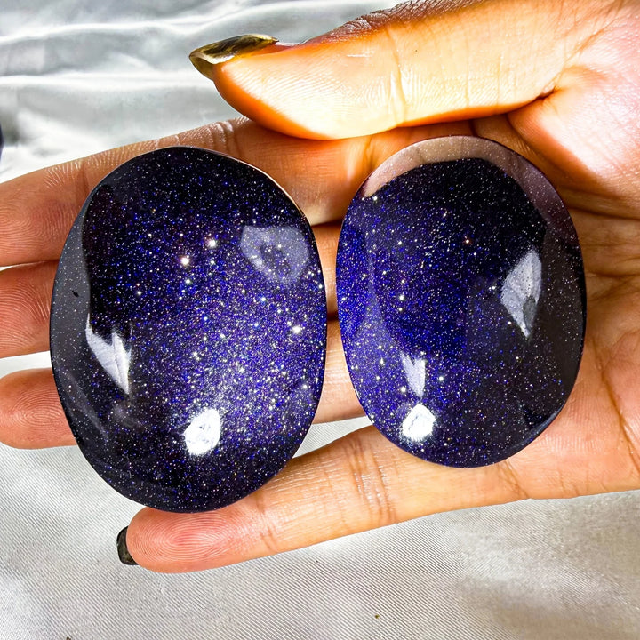 Blue Sandstone Crystal Palm Stone