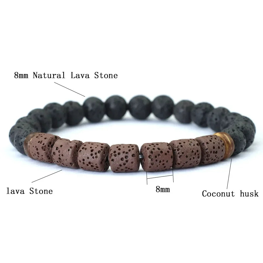 Natural Stone Coconut Bead Handmade Men's Bracelet