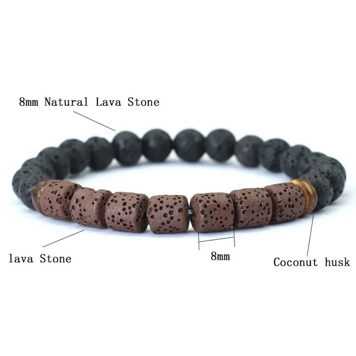 Natural Stone Coconut Bead Handmade Men's Bracelet