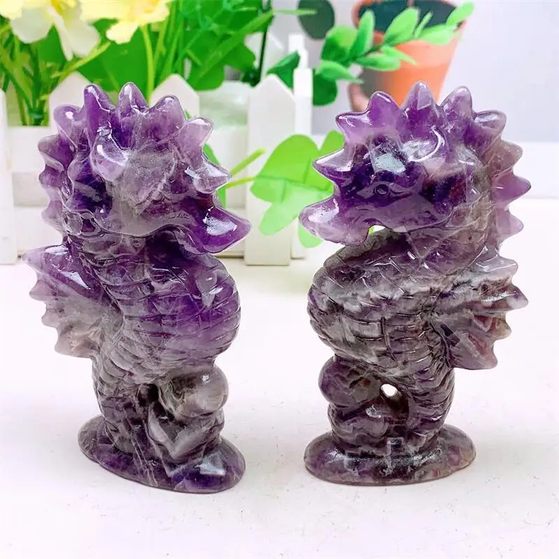 Dream Amethyst Crystal Carved Seahorse