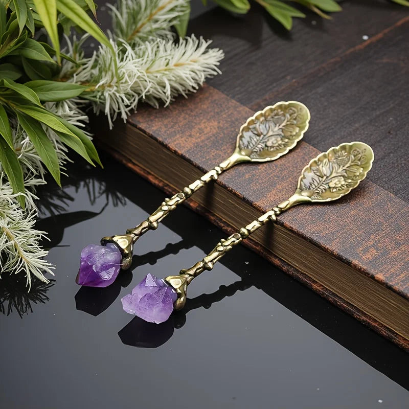 Amethyst Crystal Cluster Decorative Tea Spoon