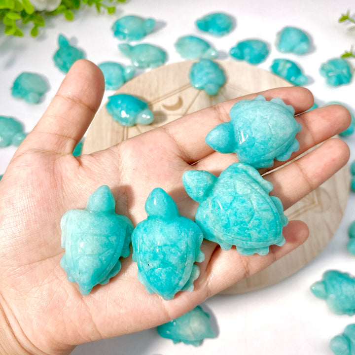 Amazonite Crystal Carved Sea Turtle Figurine