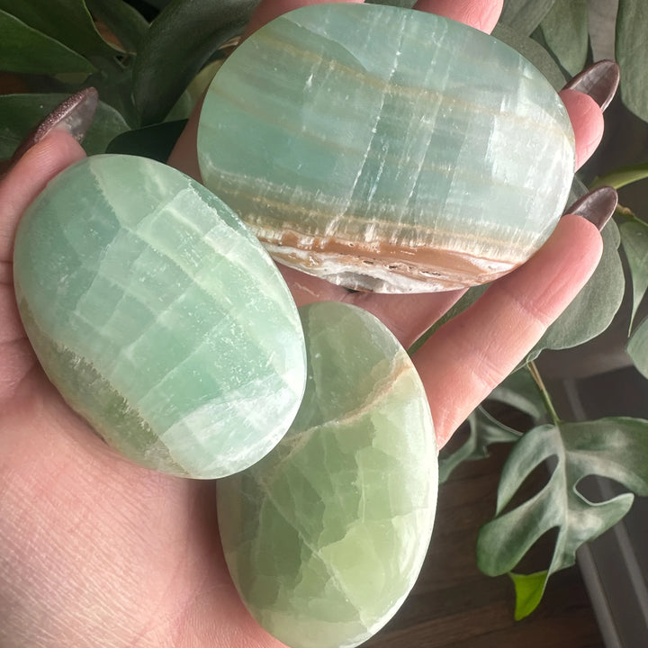 Caribbean Calcite Crystal Polished Palm Stone