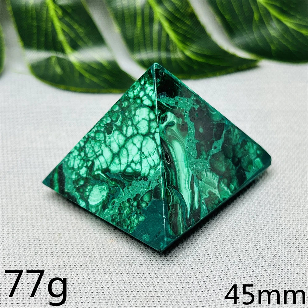 Malachite Crystal Pyramid Handcrafted Sacred Geometry