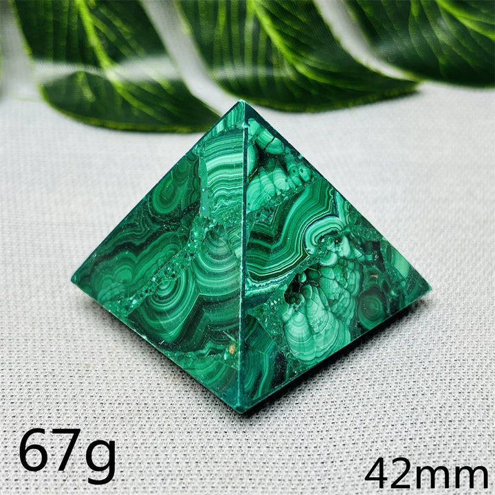 Malachite Crystal Pyramid Handcrafted Sacred Geometry