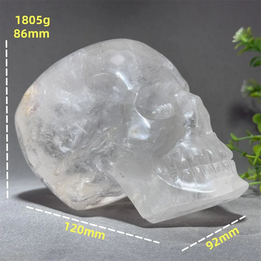 Clear Quartz Crystal Hand-Carved Skull