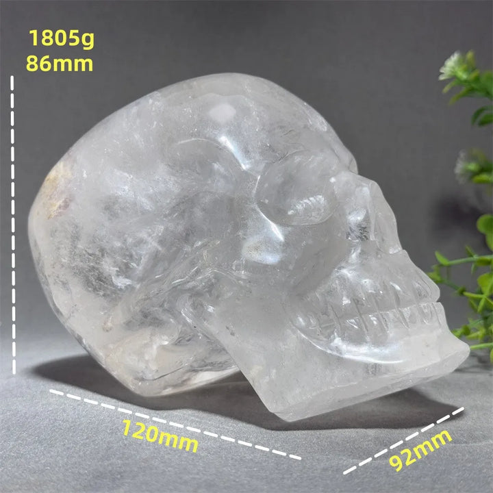 Clear Quartz Crystal Hand-Carved Skull
