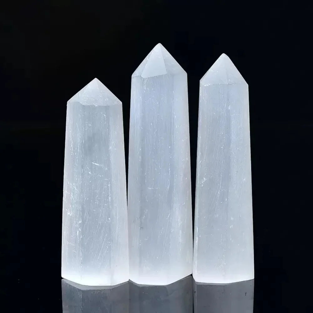 Selenite Crystal Tower Hexagonal Obelisk Wand