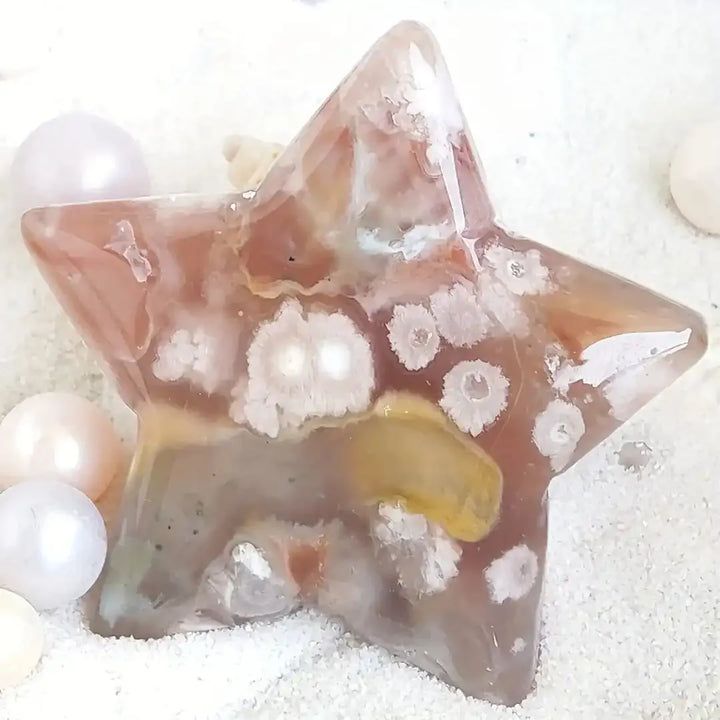 Cherry Blossom Agate Star Carving