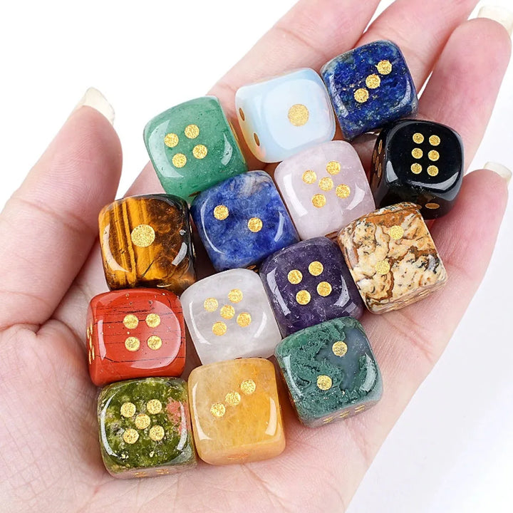 Crystal Carved Dice Rounded Corners Multi-Stone