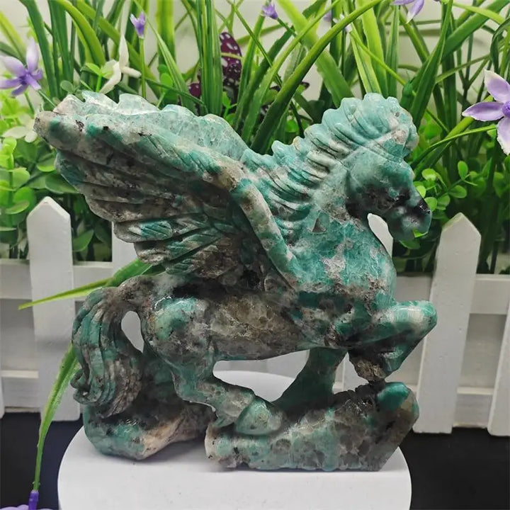 Amazonite Crystal Carved Unicorn Collector Sculpture