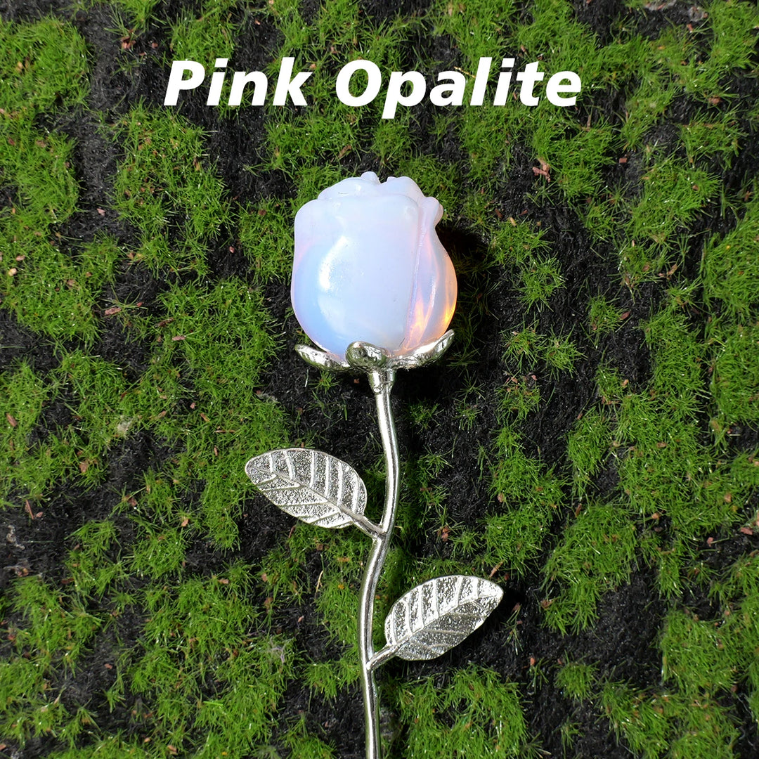 Crystal Carved Rose Flower Natural Gemstone in 11 Materials