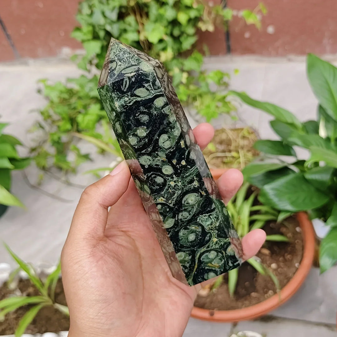 Kambaba Jasper Crystal Point Tower Hexagonal Obelisk