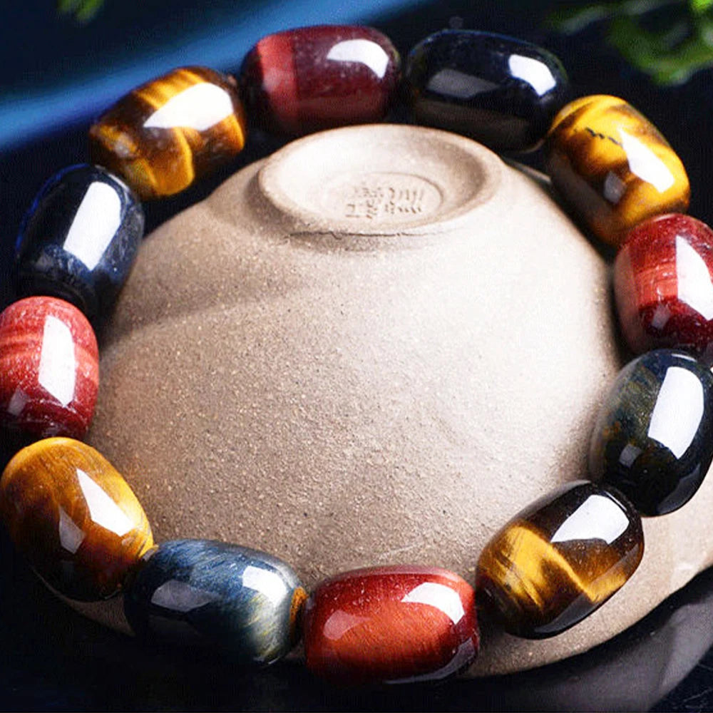 Mixed Color Tiger Eye Beaded Bracelets for Healing