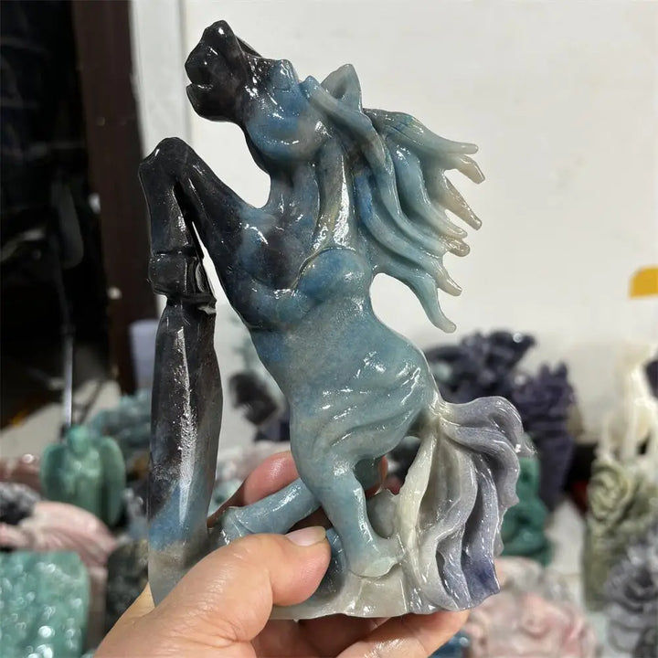 Trolleite Crystal Carved Horse Collector Sculpture