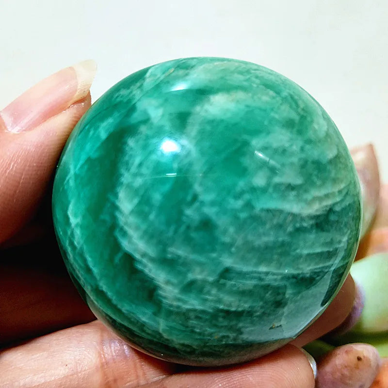 Amazonite Crystal Polished Palm Stone Natural Specimen