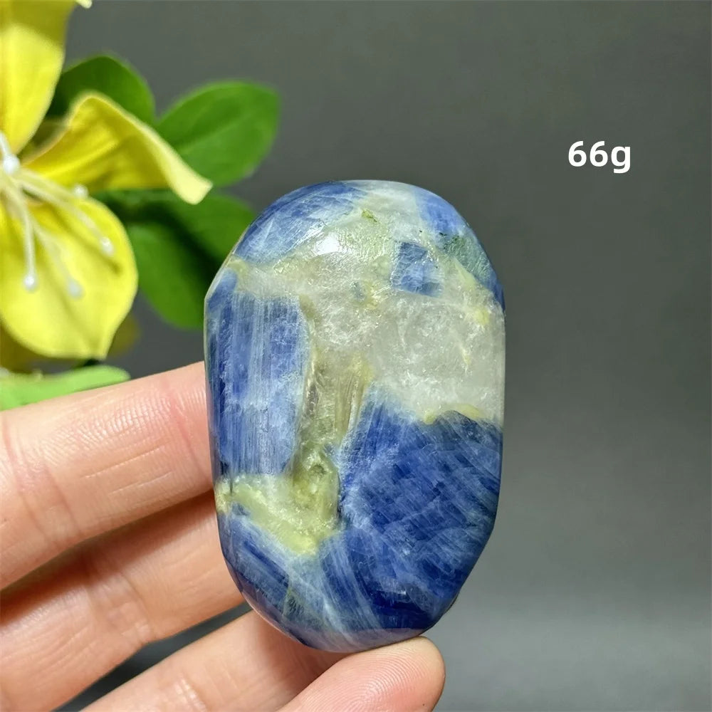 Blue Kyanite Crystal Palm Stone Natural Polished Piece