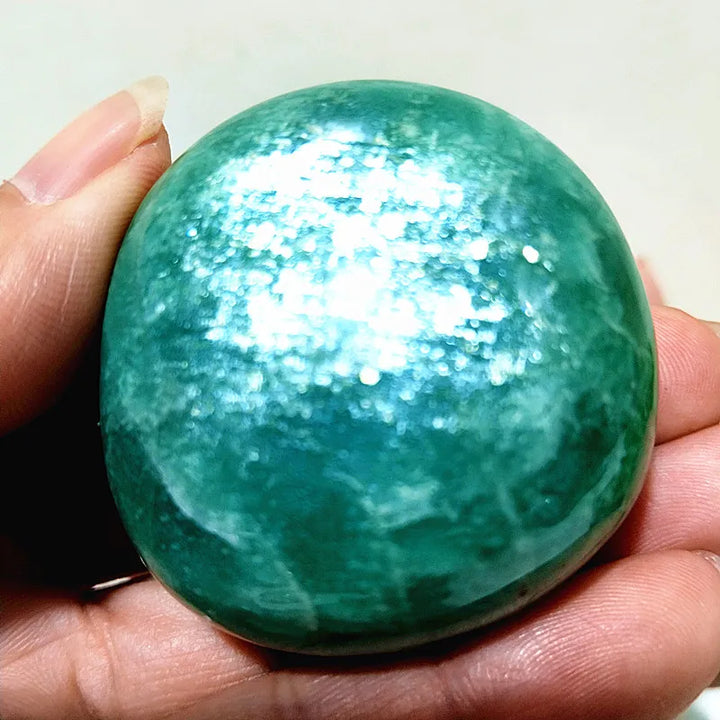 Amazonite Crystal Polished Palm Stone Natural Specimen