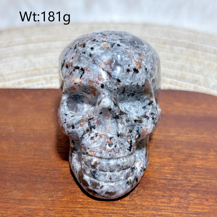 Yooperlite Crystal Carved Skull UV Reactive Glowing Stone