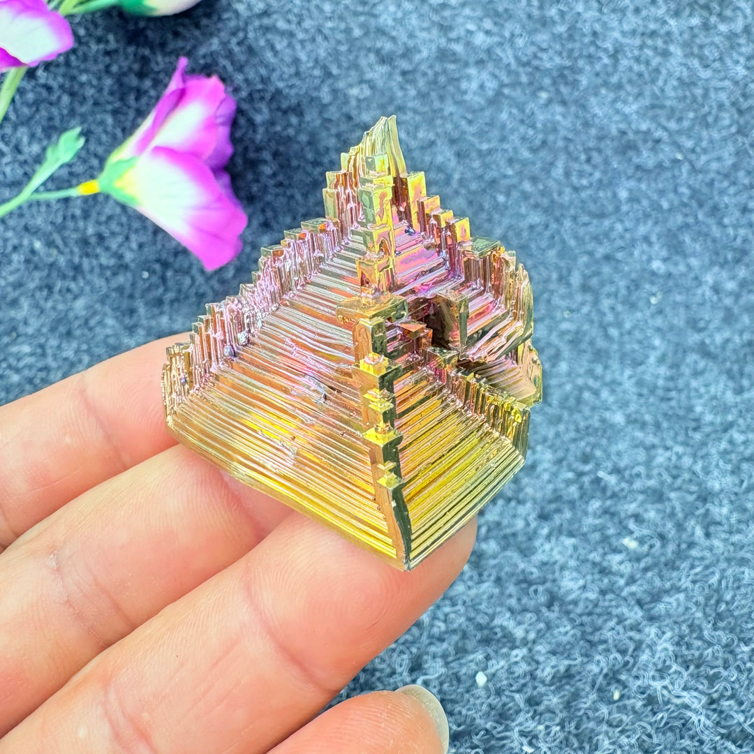 Rainbow Bismuth Crystal Pyramid Collector Specimen