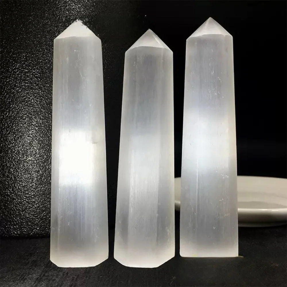 Selenite Crystal Tower Hexagonal Obelisk Wand
