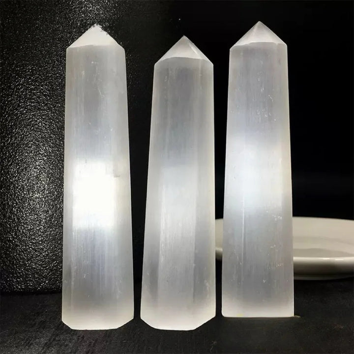 Selenite Crystal Tower Hexagonal Obelisk Wand
