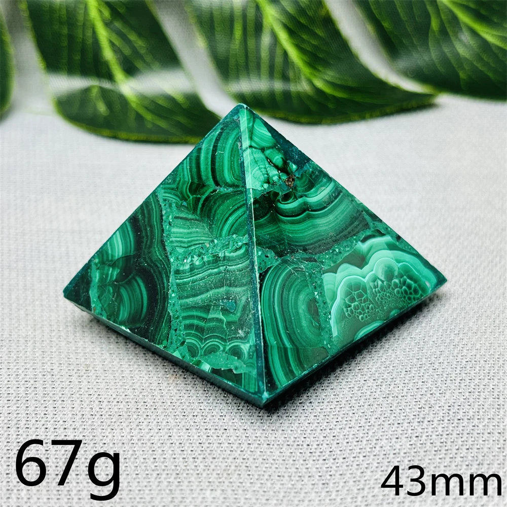 Malachite Crystal Pyramid Handcrafted Sacred Geometry
